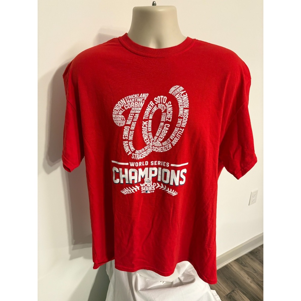 GILDAN WASHINGTON NATIONALS WORLD SERIES 2019 MENS T‎ SHIRT SIZE XL RED
